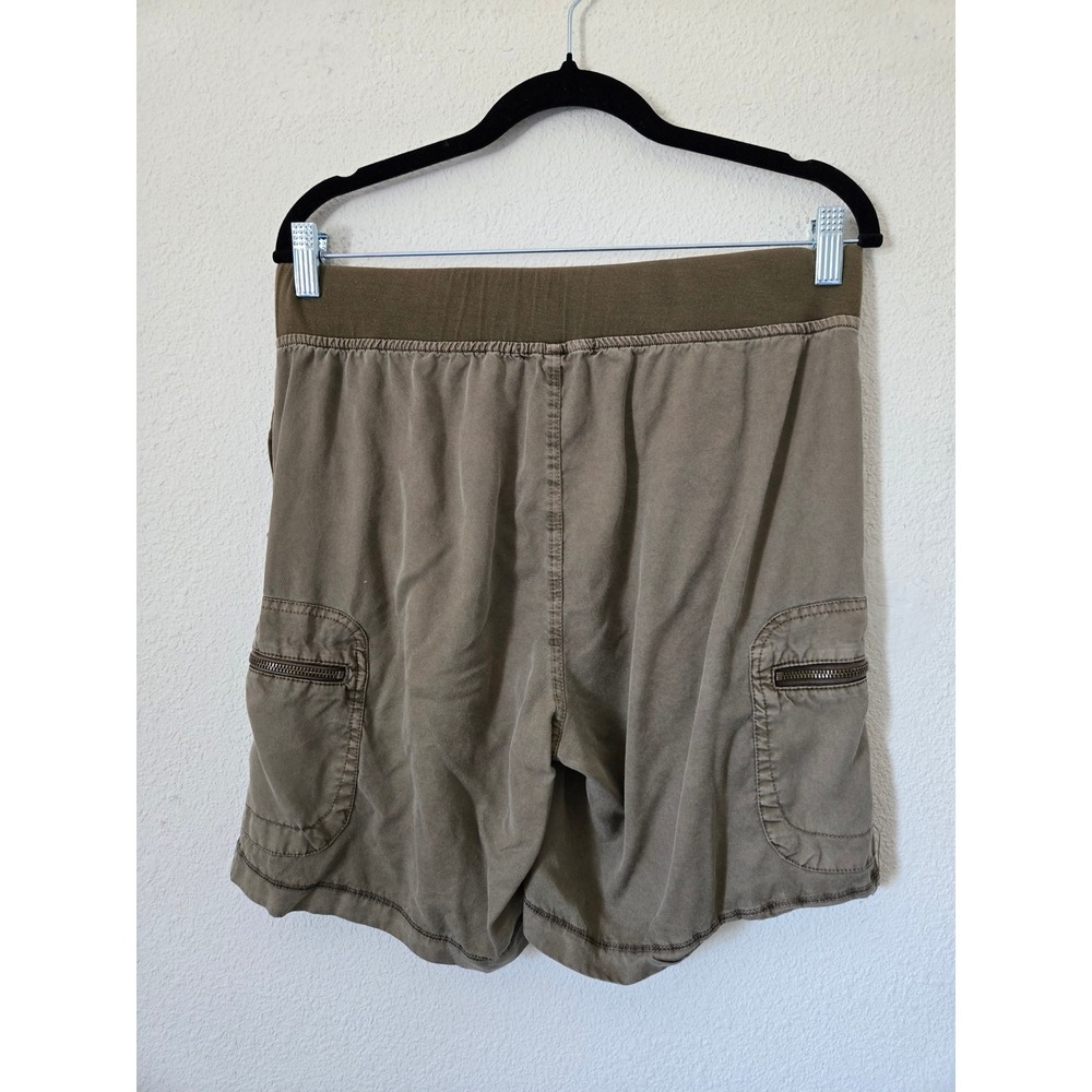 XCVI Wearables Olive Green Tencel Cargo Shorts Womens Medium Elastic Waist - Picture 2 of 8
